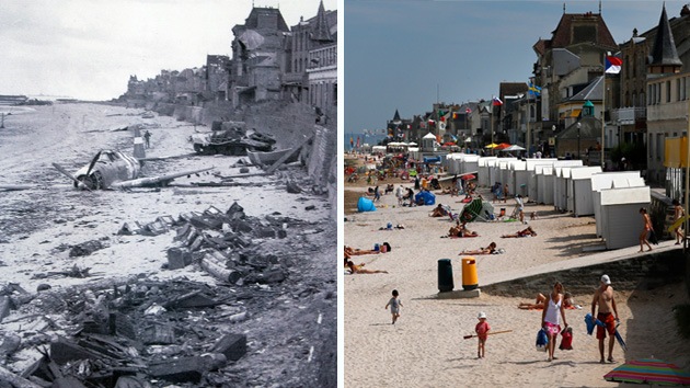 70.º aniversario del Día D: las playas de Normandía en junio de 1944 y hoy