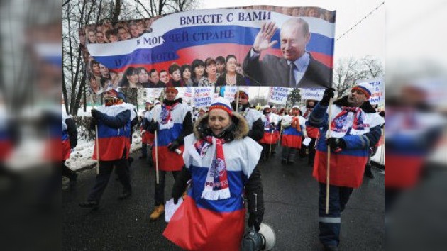 Multitudinaria marcha a favor de Vladímir Putin en Moscú