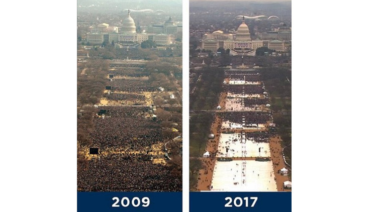 Trump solicitó fotos de su ceremonia de investidura para demostrar la alta asistencia de público