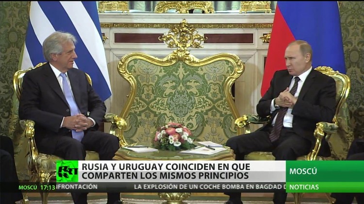 Los líderes de Rusia y Uruguay afirman compartir los mismos principios 