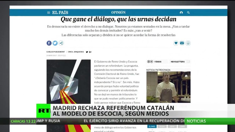 Madrid rechaza un referéndum catalán al estilo de Escocia