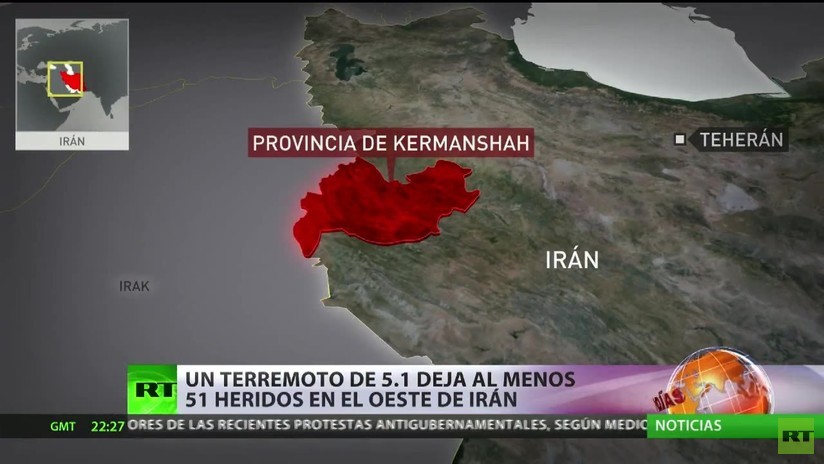 Un terremoto de magnitud 5,1 deja al menos 51 heridos en el oeste de Irán