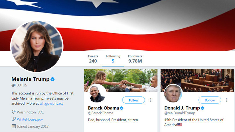 ¿Trolea a su esposo?: Melania Trump sigue a Barack Obama en Twitter