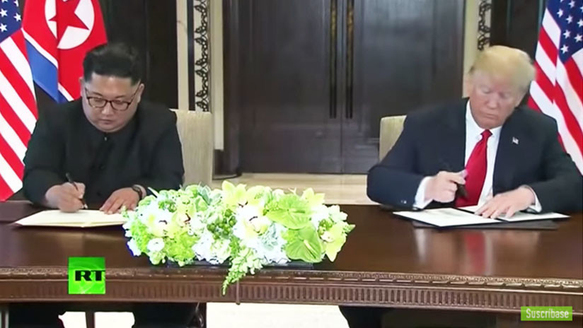 VIDEO: Donald Trump y Kim Jong-un firman un documento tras su histórica cumbre en Singapur