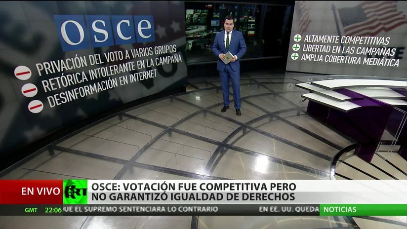 OSCE: La votación en EE.UU. fue competitiva pero no garantizó la igualdad de derechos 