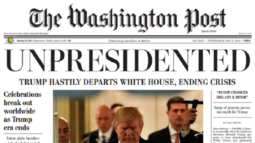 FOTOS: Distribuyen falsa edición de The Washington Post que anuncia la renuncia de Trump