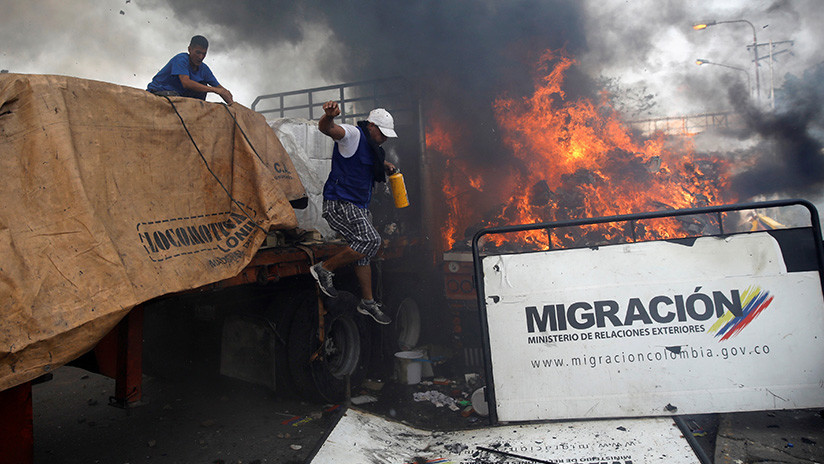 ¿Fue un "falso positivo" la quema de un camión con "ayuda humanitaria" en Colombia? (FOTOS/VIDEOS)