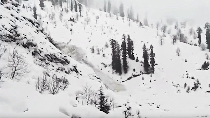 VIDEO: Una avalancha en el Himalaya devora lentamente árboles y destruye un edificio escolar