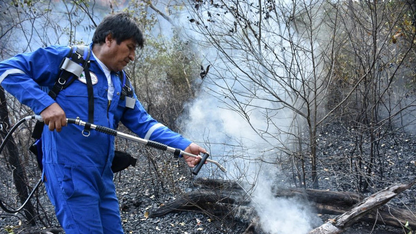 FOTOS, VIDEO: Evo Morales se suma al equipo que sofoca incendios en la Chiquitanía boliviana