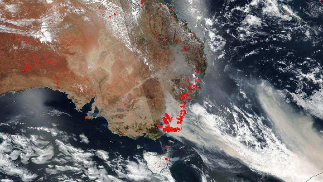 Captan desde el espacio los devastadores incendios forestales que azotan Australia