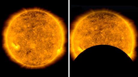 VIDEO: La NASA comparte curiosas imágenes de la Luna 'robando cámara' al Sol mientras transita frente a un telescopio espacial
