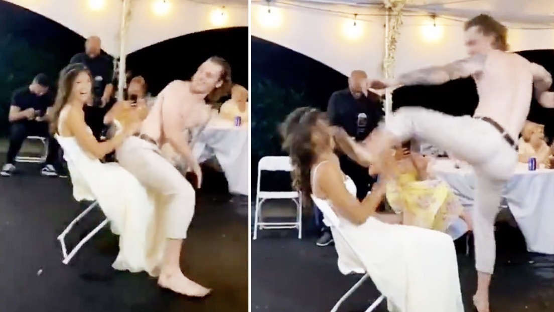 VIDEO: Novio arruina su noche de bodas al patear en el rostro a su flamante esposa en medio de un baile erótico