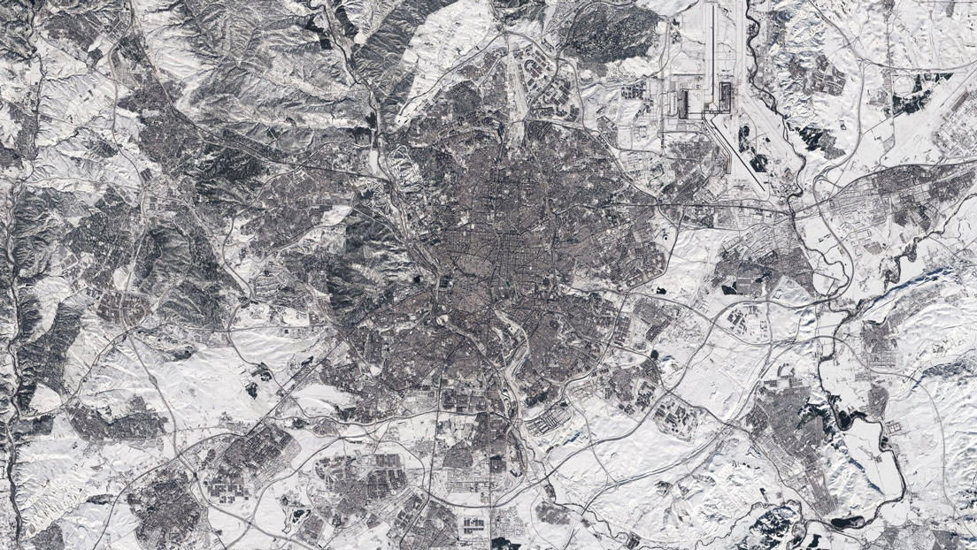 Sorprendentes fotografías satelitales de Madrid cubierta de nieve