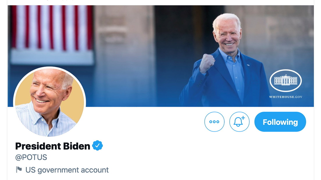 ¿Cuál es la única cuenta de Twitter no afiliada a la Casa Blanca que sigue  Joe Biden?