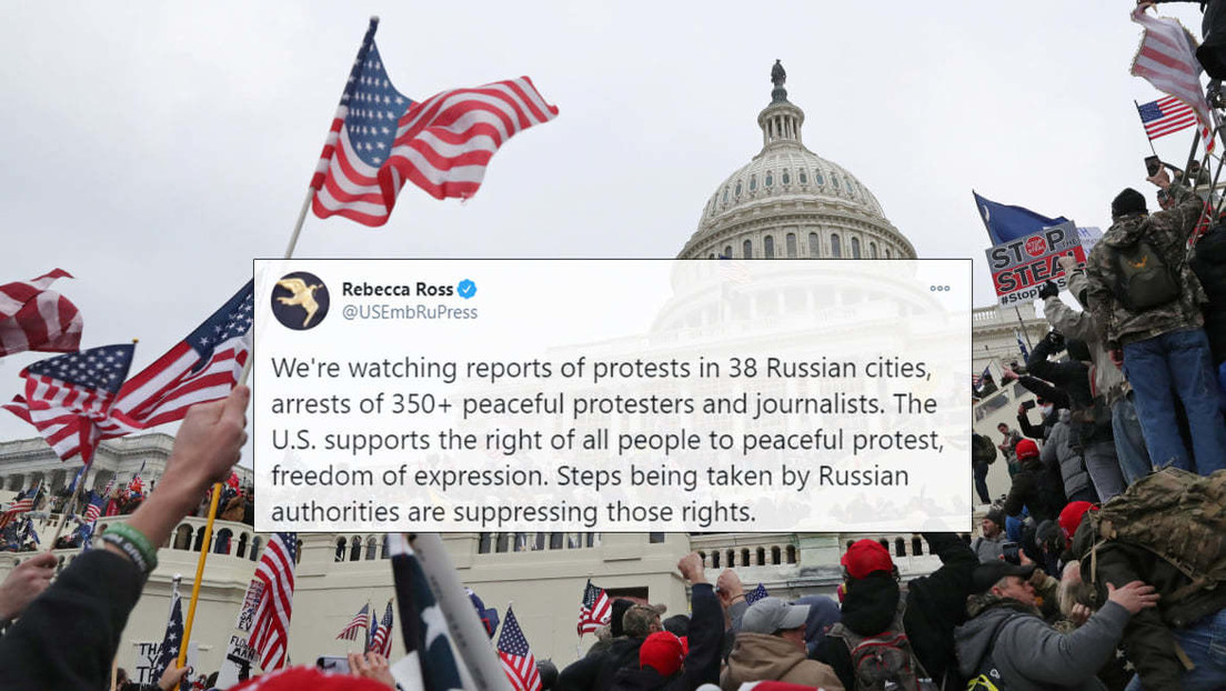 "Cuando sucedió en EE.UU. lo tacharon de 'ataque a la democracia'": Moscú arremete contra Washington por apoyar protestas no autorizadas en Rusia