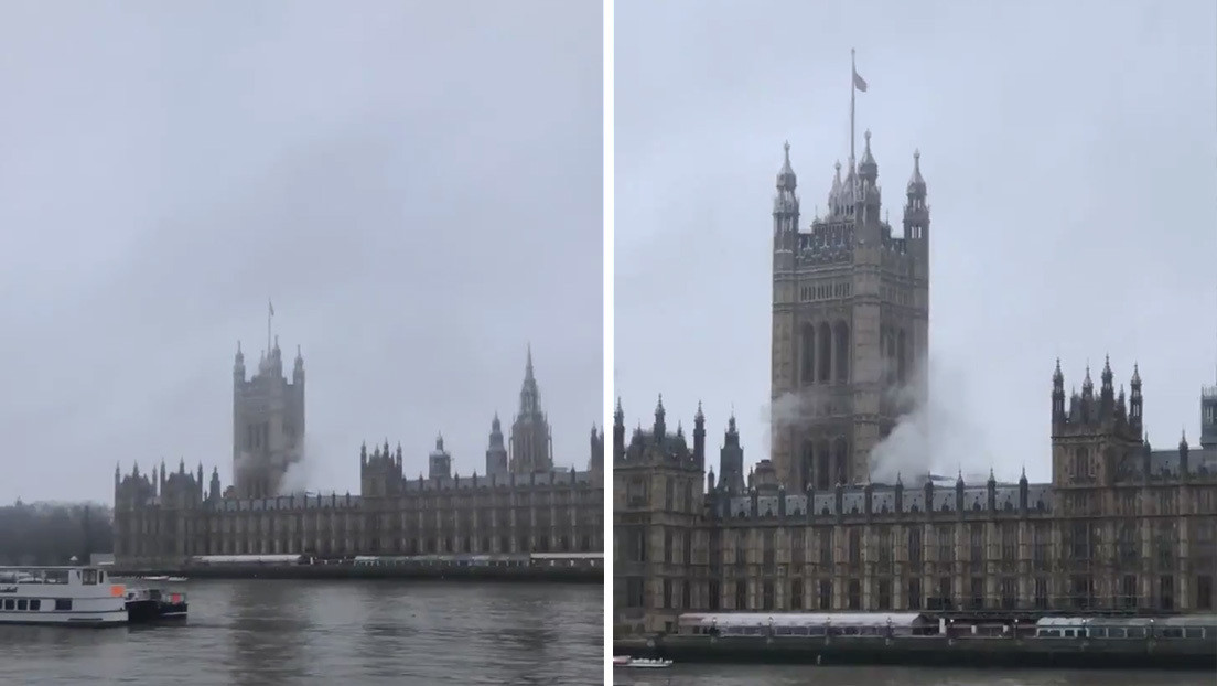 VIDEO: Se eleva humo sobre el Palacio del Parlamento de Londres