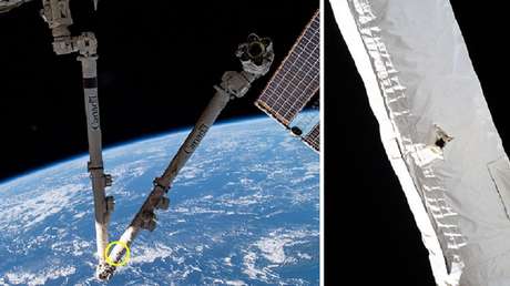Un fragmento de basura espacial deja un agujero en un brazo robótico de la EEI