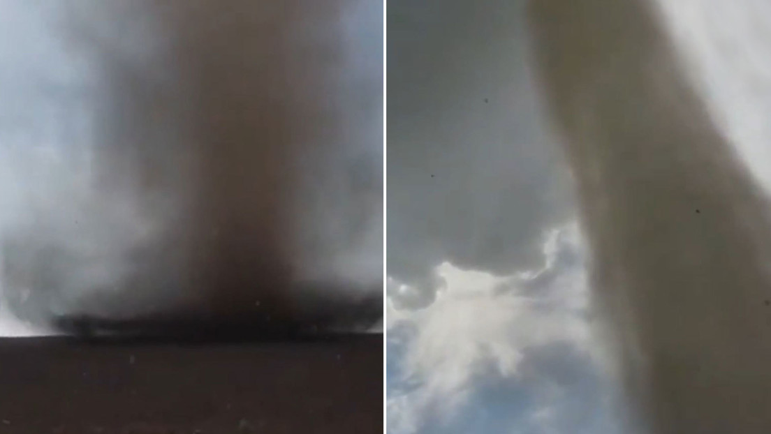 VIDEO: Un enorme tornado se genera a pocos metros de un ruso que, en vez de alejarse, saca su teléfono y comienza a grabar