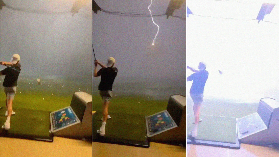 VIDEO: Una bola de golf lanzada por un joven a más de 140 kilómetros por hora es alcanzada por un rayo en pleno vuelo