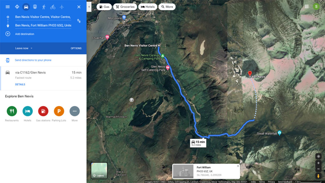 Descubren que Google Maps envía a los senderistas por una ruta "potencialmente fatal" en el monte británico más alto