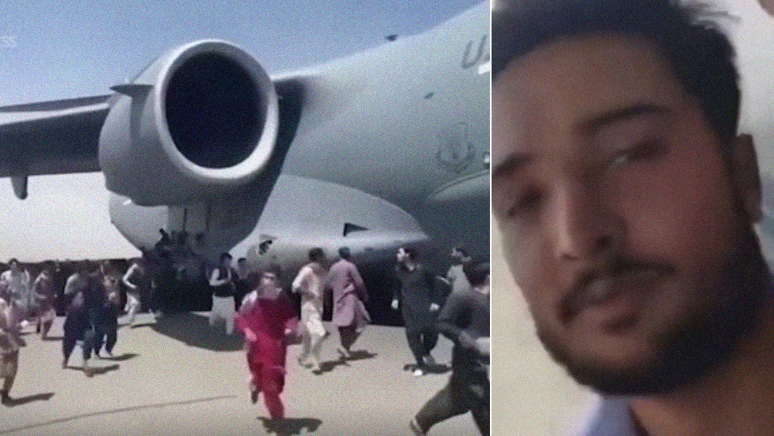 VIDEO: Un hombre se graba a sí mismo aferrado a un avión que despega del aeropuerto de Kabul