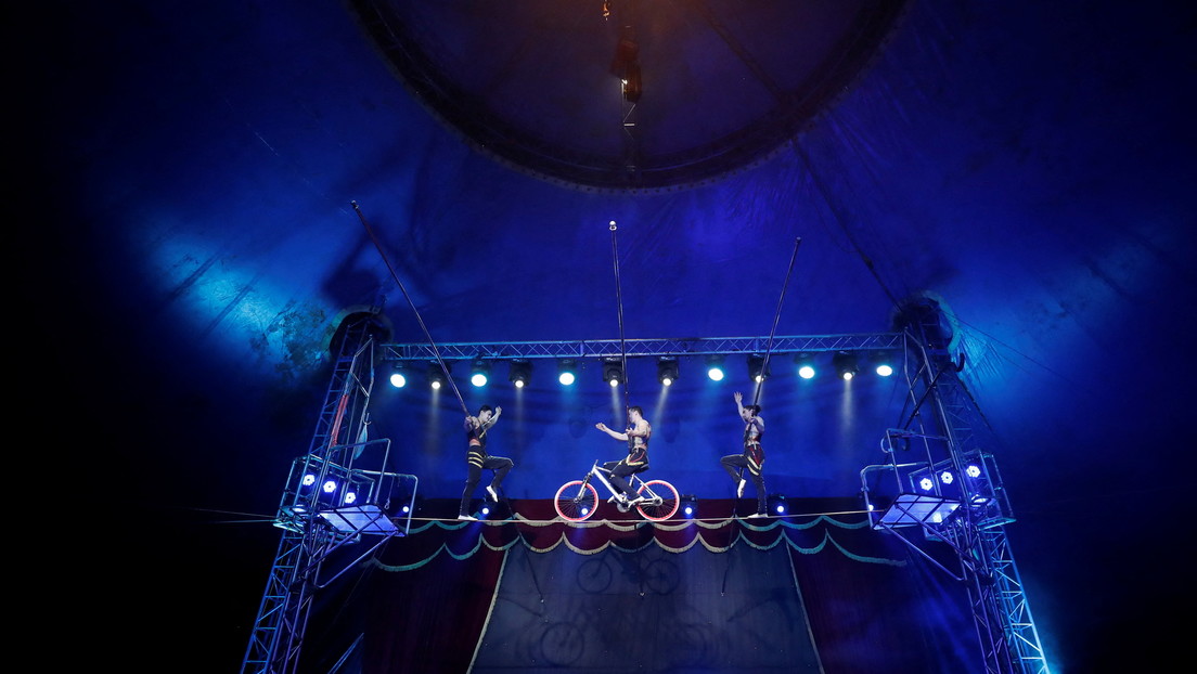 VIDEO: Un funambulista sin red pierde el equilibrio y cae a la pista durante su actuación en un circo ruso