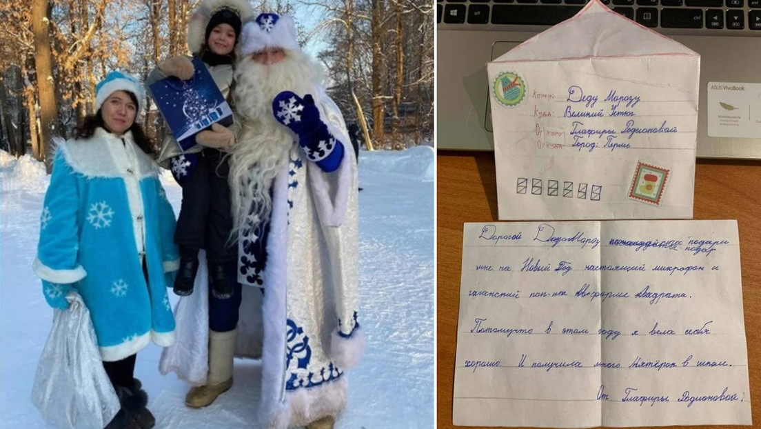 Niña escribe una carta al Papá Noel ruso, la deja en un bosque y él la sorprende llevándole un regalo en persona