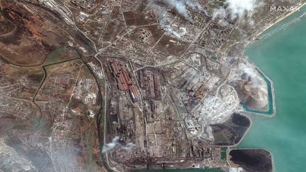 Imagen obtenida por satélite de la fábrica siderúrgica Azovstal al este de Mariúpol (Ucrania), el 9 de abril de 2022.
