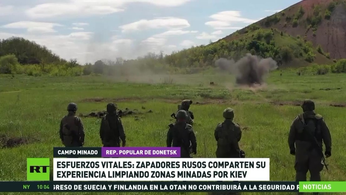 Zapadores rusos instruyen a las milicias de Donetsk a desactivar minas sembradas por las fuerzas ucranianas