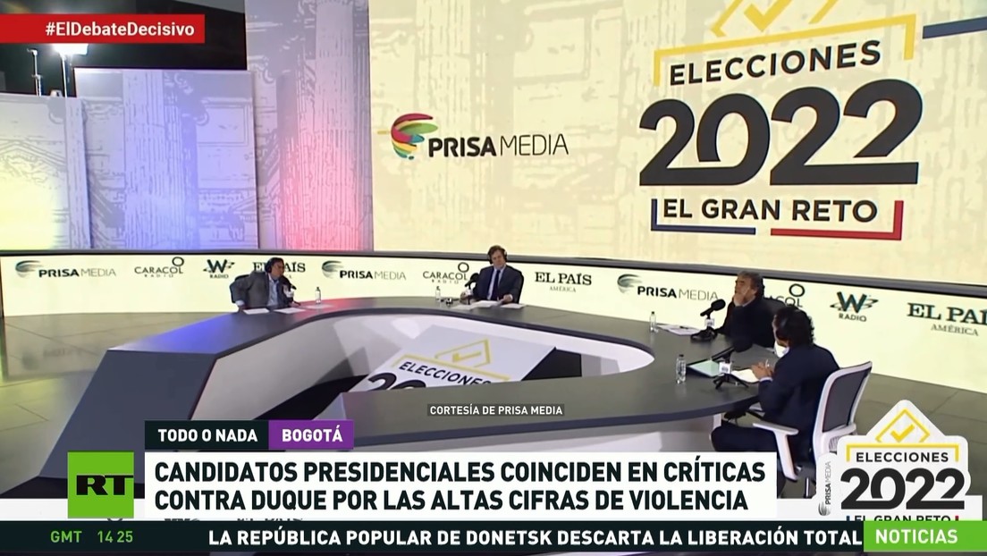 Candidatos presidenciales de Colombia coinciden en críticas contra Duque por las altas cifras de violencia