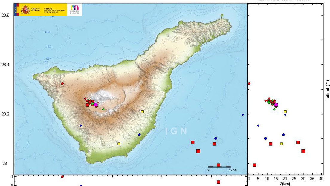 Un enjambre sísmico en la isla canaria de Tenerife deja 458 terremotos de pequeña intensidad bajo el volcán del Teide