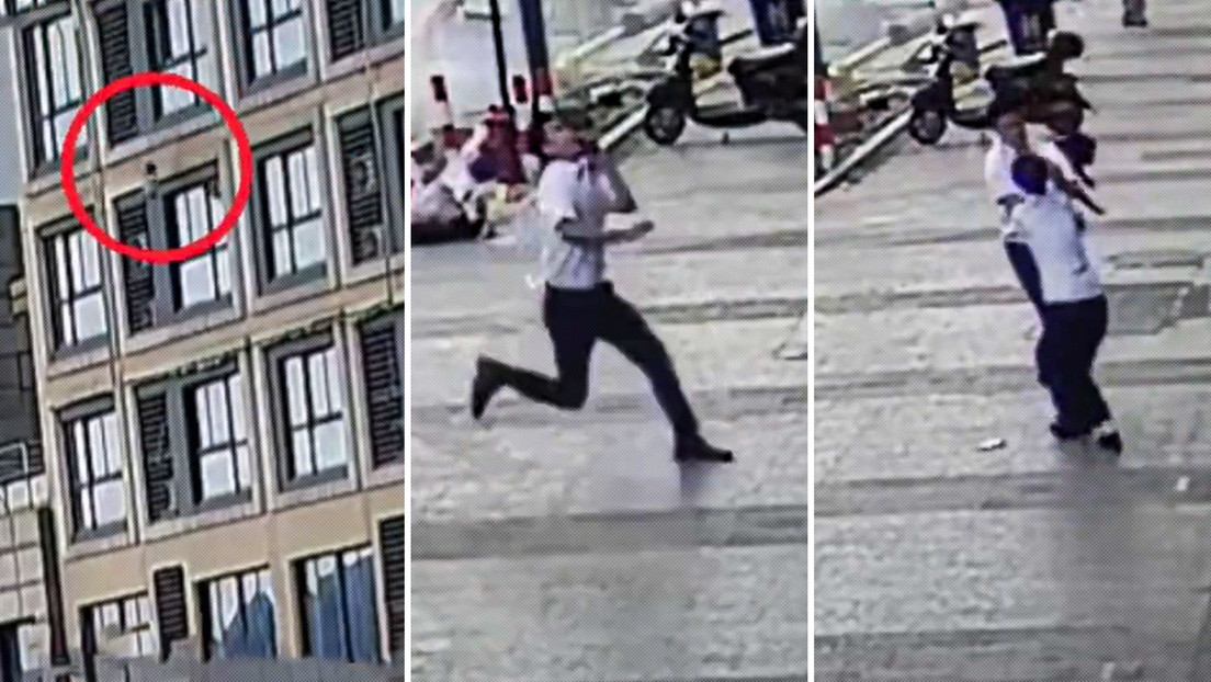 VIDEO: Un hombre atrapa a una niña que cayó de un edificio en China