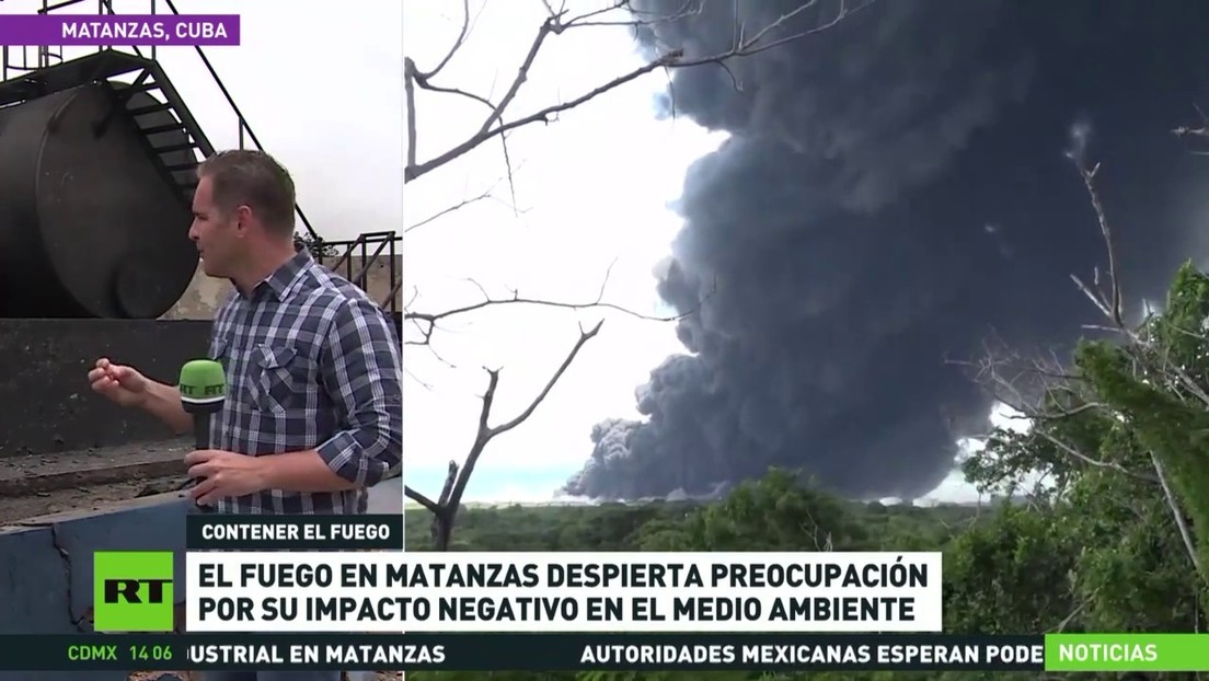 RT ingresa al epicentro del incendio en la zona industrial de Matanzas, en Cuba, donde se combaten las llamas