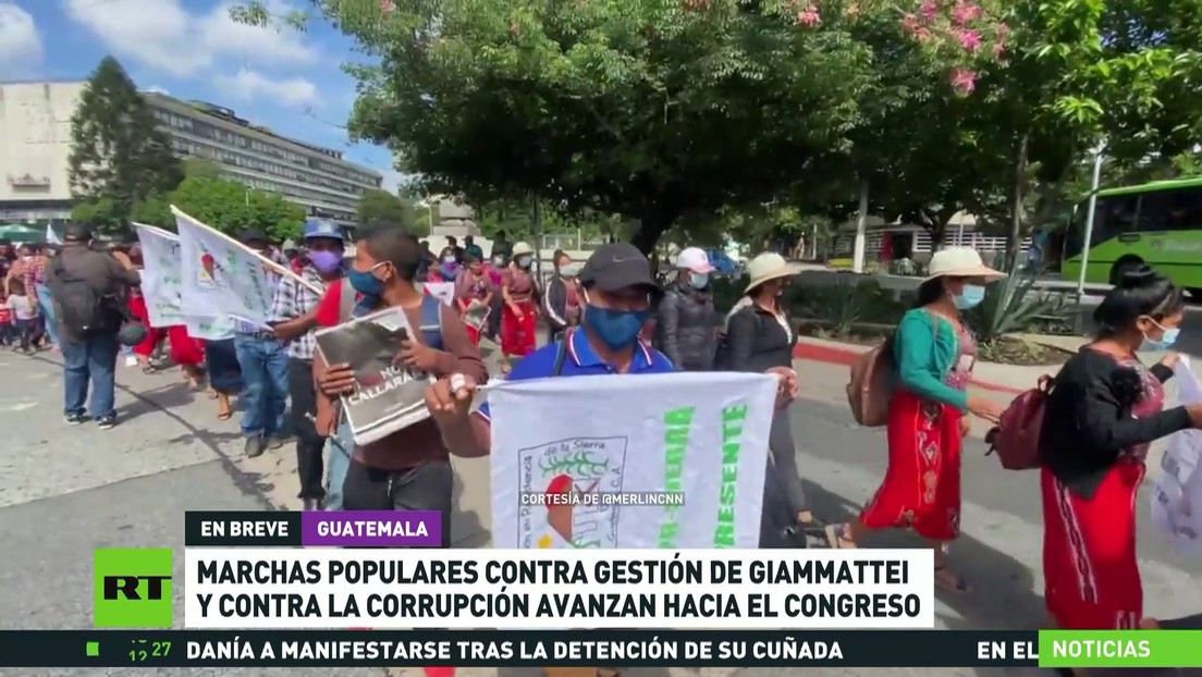 Marchas populares contra la gestión del presidente Giammattei y la corrupción avanzan en Guatemala hacia el Congreso