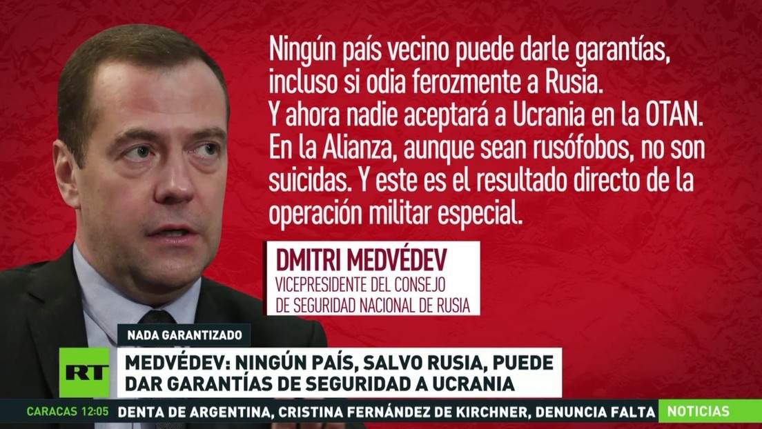 Medvédev afirma que ningún país, salvo Rusia, puede dar garantías de seguridad a Ucrania
