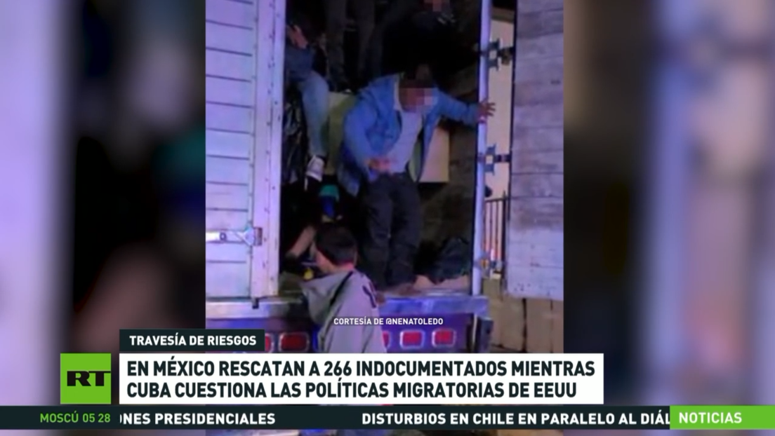 Hallan a 266 migrantes hacinados en tres camiones en México