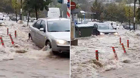 VIDEOS: Las calles se convierten en ríos tras una tormenta en el norte de Grecia