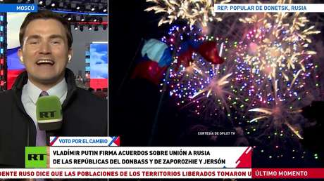 El centro de Moscú acogió masivas celebraciones por la unión de cuatro nuevos territorios a Rusia