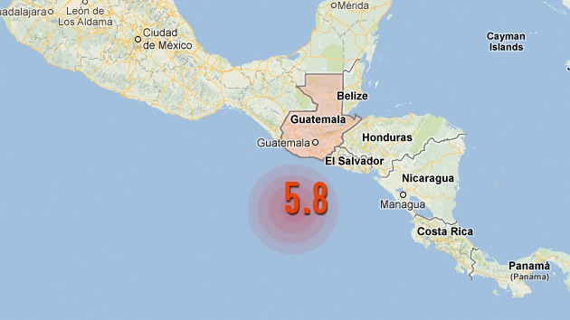 Un terremoto de 5,8 grados de magnitud sacude Guatemala