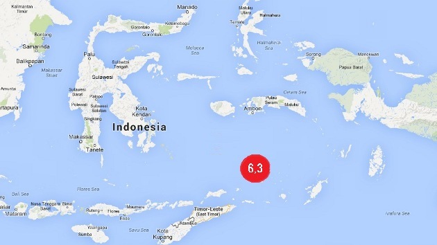 Un terremoto de magnitud 6,3 se registra cerca de las costas de Indonesia