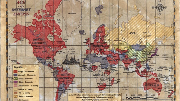 'Age of Internet Empires': crean un mapa de los sitios web más visitados del mundo