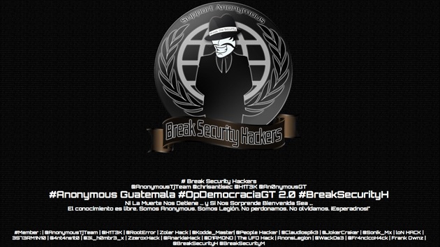 Anonymous ataca a páginas gubernamentales de Guatemala