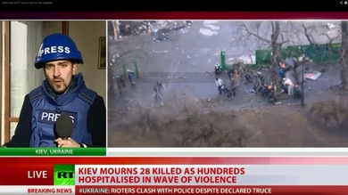 Un equipo de RT baleado por un francotirador en Kiev
