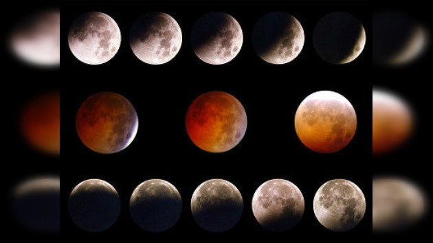 Eclipse lunar durante la Nochevieja en Rusia