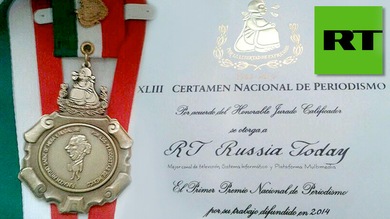 RT, "Mejor canal y plataforma multimedia" por el Club de Periodistas de México