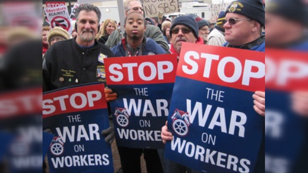 Las protestas de los sindicatos se extienden de Wisconsin a Indiana