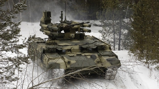 Fotos, video: 'Terminator', el innovador carro ruso de soporte para tanques