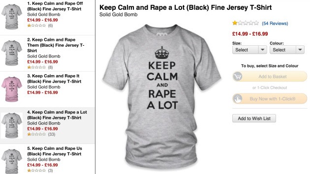 Amazon retira de la venta camisetas que invitaban a “violar mucho”