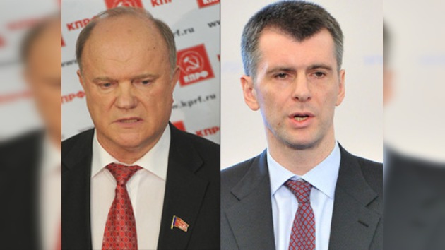 El candidato comunista Ziugánov  y el multimillonario Prójorov cuestionan las elecciones