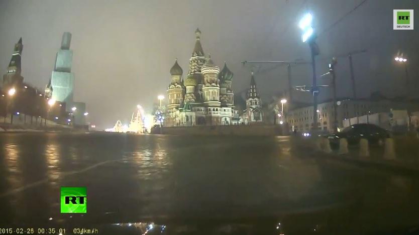 Dashcam Video kurz nach dem Mord an Nemzow